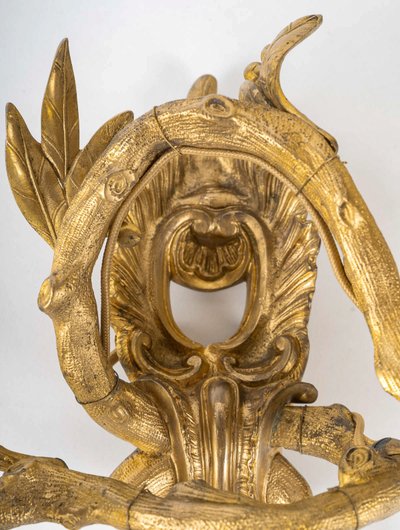 Set of four Chiseled Bronze two-light sconces Italy circa 1850