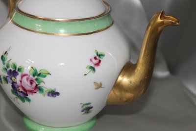 Part of a Samson porcelain tea service: teapot, sugar bowl, milk jug