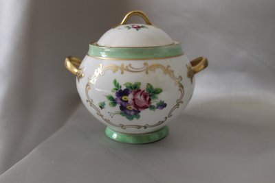 Part of a Samson porcelain tea service: teapot, sugar bowl, milk jug