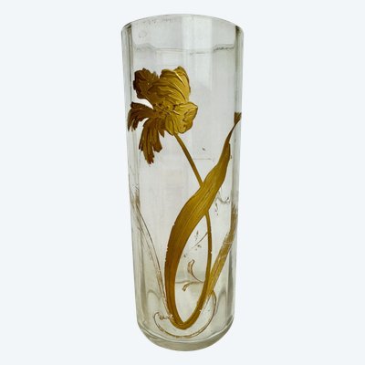 Baccarat - Vaso da fiori dipinto in oro
