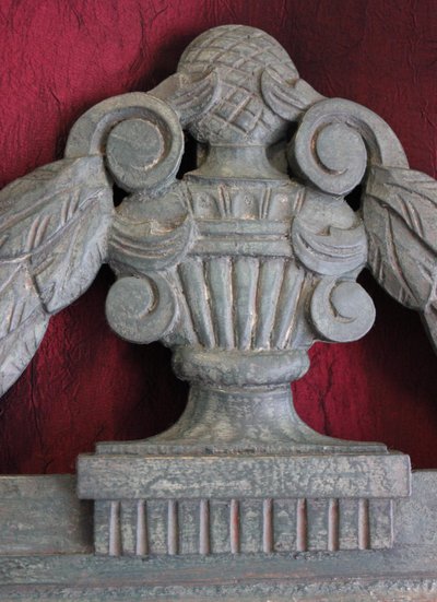 55 x 88 cm Antique carved wood mirror with patina in the Louis XVI Directoire style