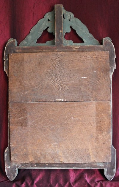 55 x 88 cm Antique carved wood mirror with patina in the Louis XVI Directoire style