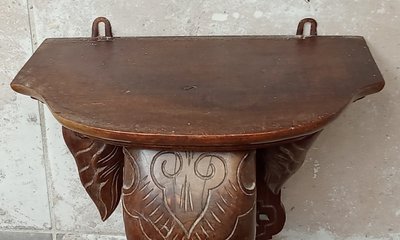 Ancienne console d applique étagère éléphant bois sculpté 