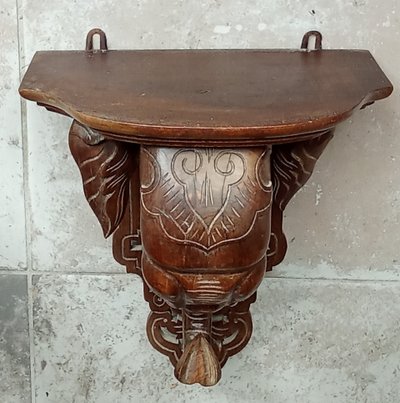 Ancienne console d applique étagère éléphant bois sculpté 