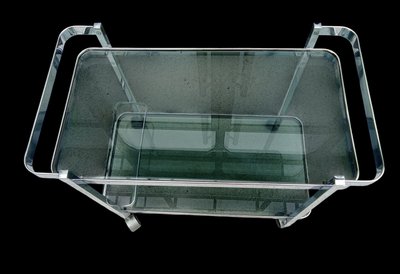 Trolley bar cart chrome smoked glass design 1970