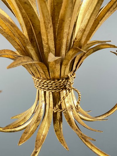 Gilded metal chandelier decorated with wheat sheaves , 20th Century