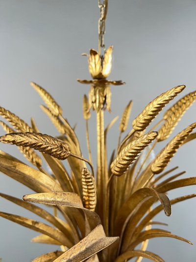 Gilded metal chandelier decorated with wheat sheaves , 20th Century