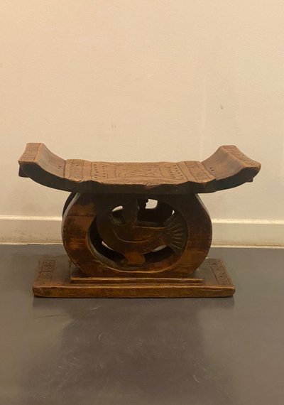 Ashanti stool with Sankofa bird from Ghana