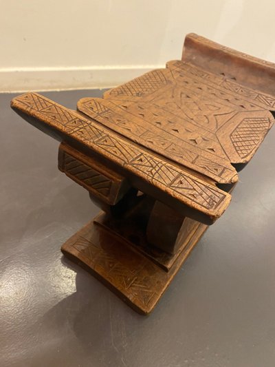 Ashanti stool with Sankofa bird from Ghana