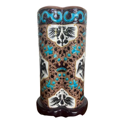 Jules Vieillard - Bordeaux Three-lobed vase in fine glazed earthenware - XIXᵉ century
