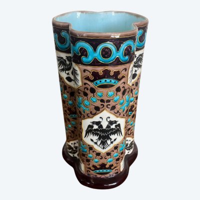 Jules Vieillard - Bordeaux Three-lobed vase in fine glazed earthenware - XIXᵉ century
