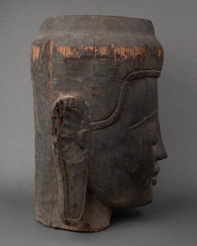 Carved Wooden Head, Cambodia, 19th Century