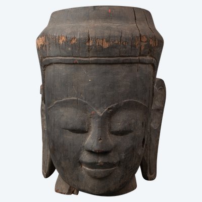 Carved Wooden Head, Cambodia, 19th Century