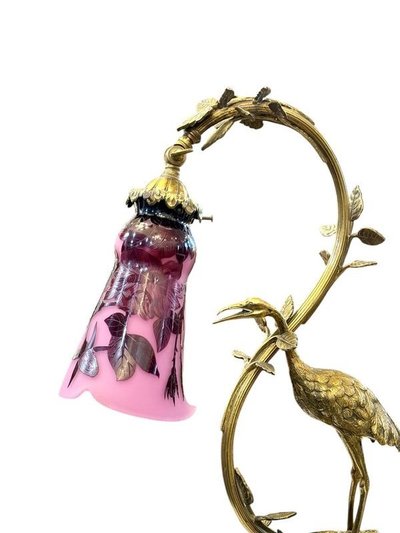 André Delatte Lampada da tavolo "Trampoliere e rose