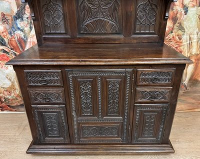 Cabinet Style Renaissance En Bois Sculpté vers 1850