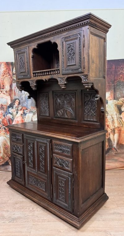 Cabinet Style Renaissance En Bois Sculpté vers 1850
