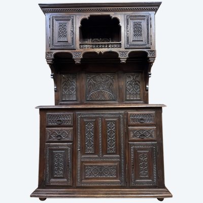 Cabinet Style Renaissance En Bois Sculpté vers 1850
