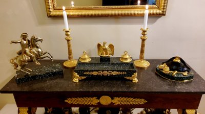 Pair of gilded and chased bronze Flambeaux Restoration 19th century