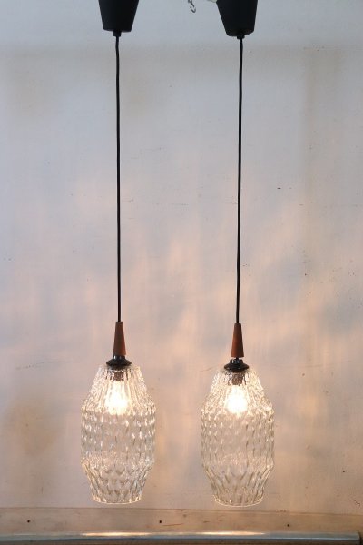 Lampade a sospensione in vetro di Murano, anni '60, set di 2