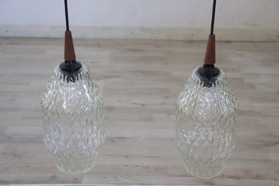 Lampade a sospensione in vetro di Murano, anni '60, set di 2
