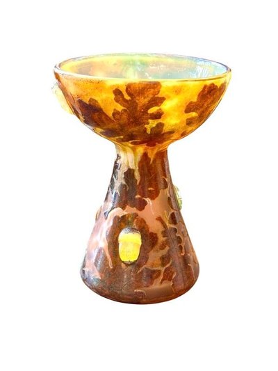 Daum Rare Calice Vase "Feuilles De Chênes Et Cabochons" (Eichenblätter und Cabochons)