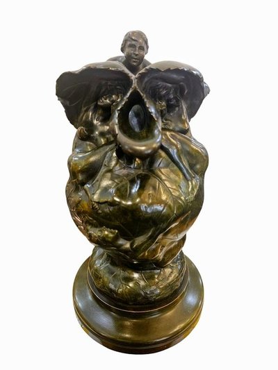 Jean Coulon Bronzeskulptur "Weinblätter Und Nymphen"
