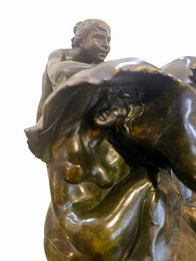 Jean Coulon Bronzeskulptur "Weinblätter Und Nymphen"