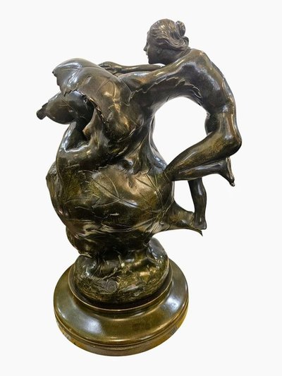 Jean Coulon Bronzeskulptur "Weinblätter Und Nymphen"