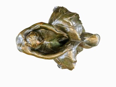Jean Coulon Bronzeskulptur "Weinblätter Und Nymphen"