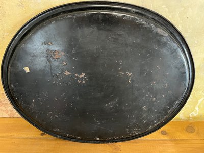Grand plateau ovale tôle peinte Napoléon III