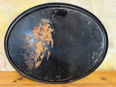 Napoleon III oval tray in painted sheet metal