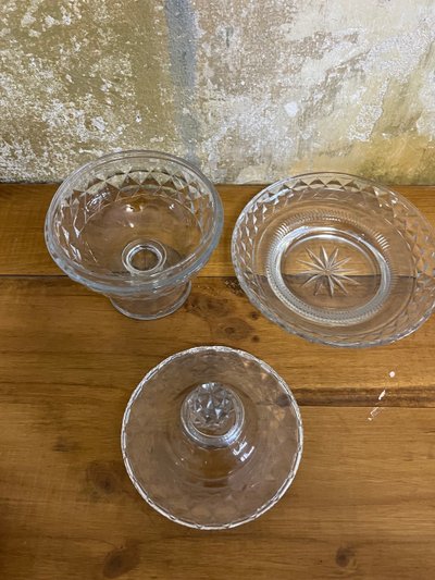 Drageoir Kristall Diamantspitzen Baccarat 1825-1840
