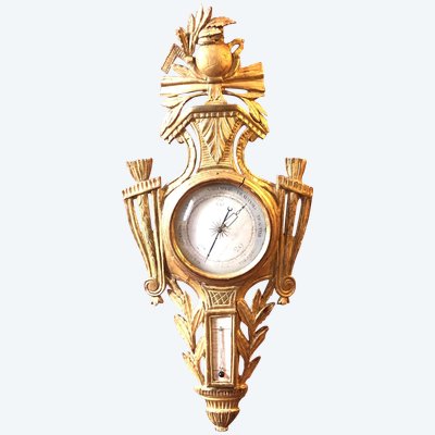 Baromètre-Thermomètre Allégorie des Sciences, époque Louis XVI