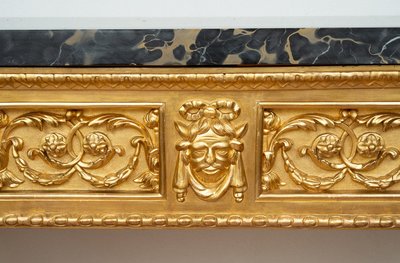 Console napolitaine ancienne Louis XVI en bois doré et sculpté. Époque XVIIIe siècle.