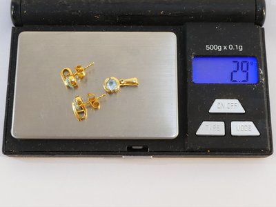Pendente e orecchini con acquamarina in oro 750/1000