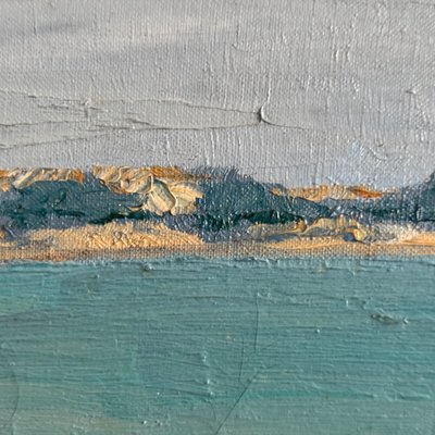 Öl auf Leinwand Meeresküste Boote an einem Strand von C. Gallos XX.