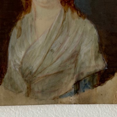 Hand-executed miniature of a young woman from the 18th century with red hair