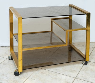 Small brass table attributed to Romeo Rega for Saporiti. 70's period.