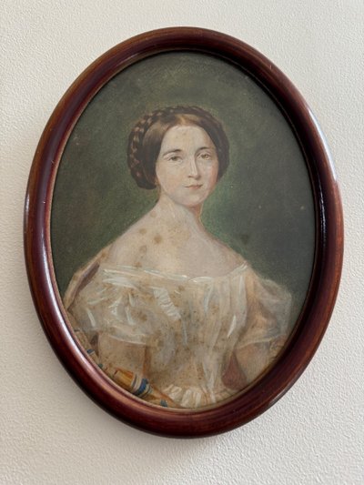 Watercolor on paper, early 20th century, portrait of a woman from the early 19th century