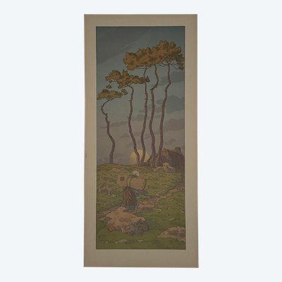 Lithograph by Henri Rivière La Féérie des Heures - La Pleine Lune