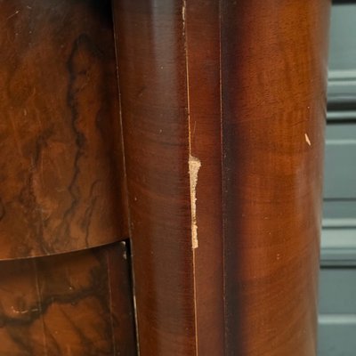 Cassettone in mogano fiammato Art Déco a 5 cassetti