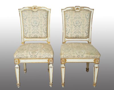 Salon de style Louis XVI en bois laqué et doré, 20siècle