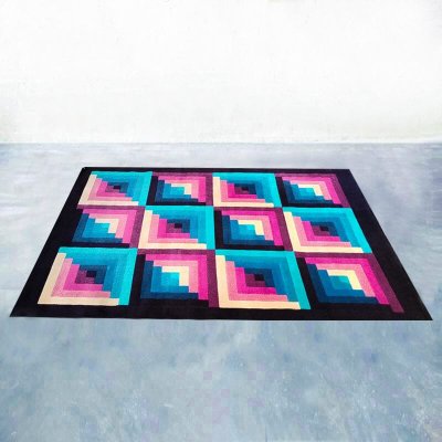 Tappeto geometrico in lana italiana degli anni '80 di Missoni per T&J Vestor