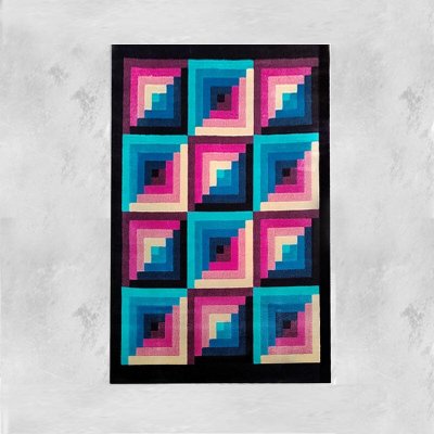 Tappeto geometrico in lana italiana degli anni '80 di Missoni per T&J Vestor