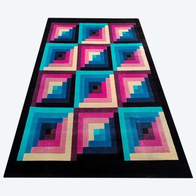 Tappeto geometrico in lana italiana degli anni '80 di Missoni per T&J Vestor