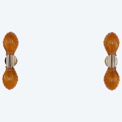 Paar italienische Wandleuchten "Muschel".