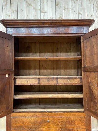 Louis Philippe era wardrobe in walnut and plating