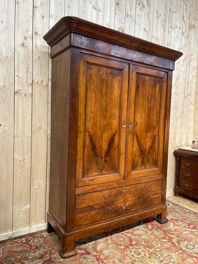 Louis Philippe era wardrobe in walnut and plating