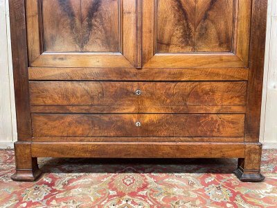 Louis Philippe era wardrobe in walnut and plating