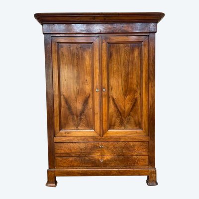 Louis Philippe era wardrobe in walnut and plating